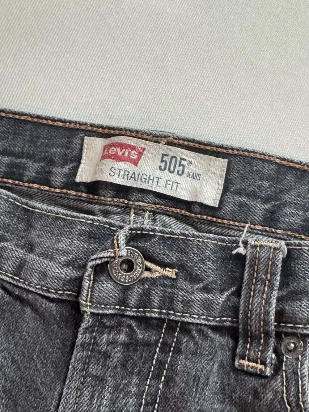 Levi's 505 Straight Fit Black Denim Jeans 34x32